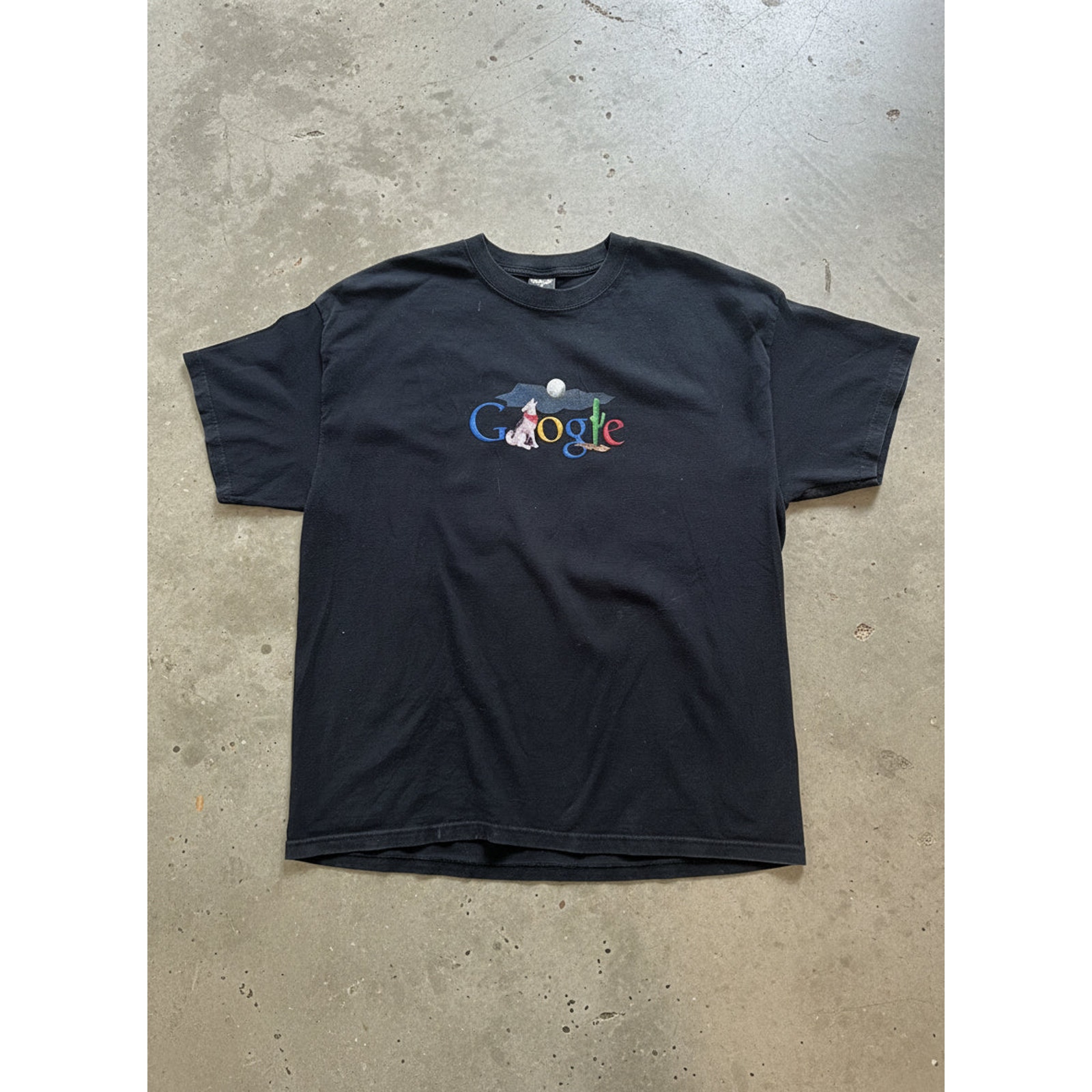 Vintage 2000s Google Desert Howling Dog Tee Black Size Xl